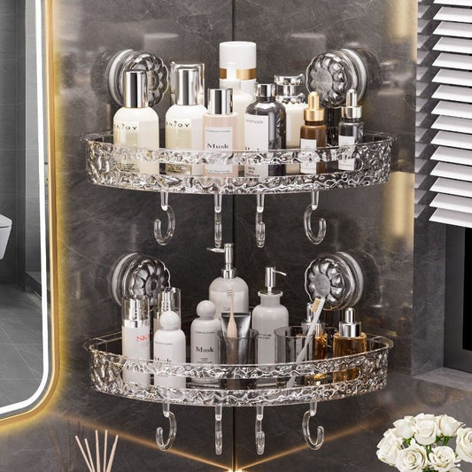 Triangle Suction Corner Rack – Punch-Free, Waterproof Bathroom Storage Solution