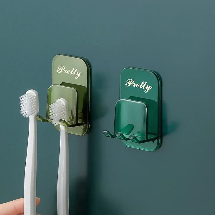 Bathroom Toothbrush Holder – Wall-Mounted Non-Folding Sticker Rack (Pack of 4)