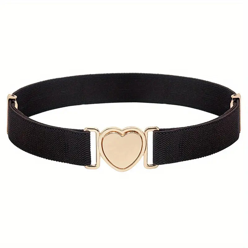 Elegant Heart Buckle Elastic Belt –  Adjustable Stretch Belt for Women