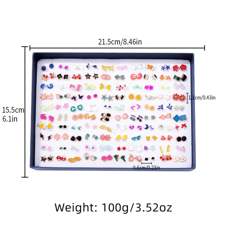 Boho Style Stud Earrings – Assorted Geometric Fashion Jewelry Set (100Pair)