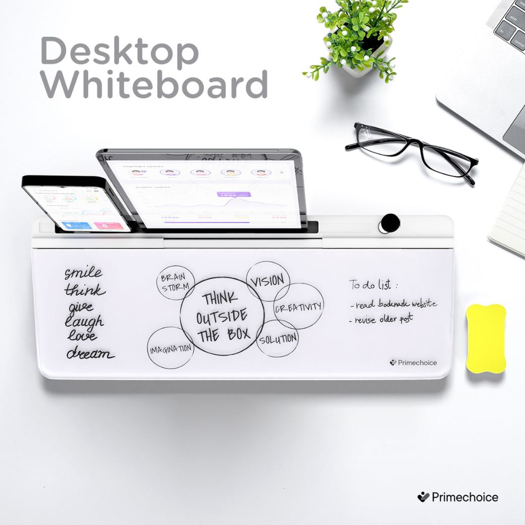 Premium Glass Whiteboard & Desk Organizer