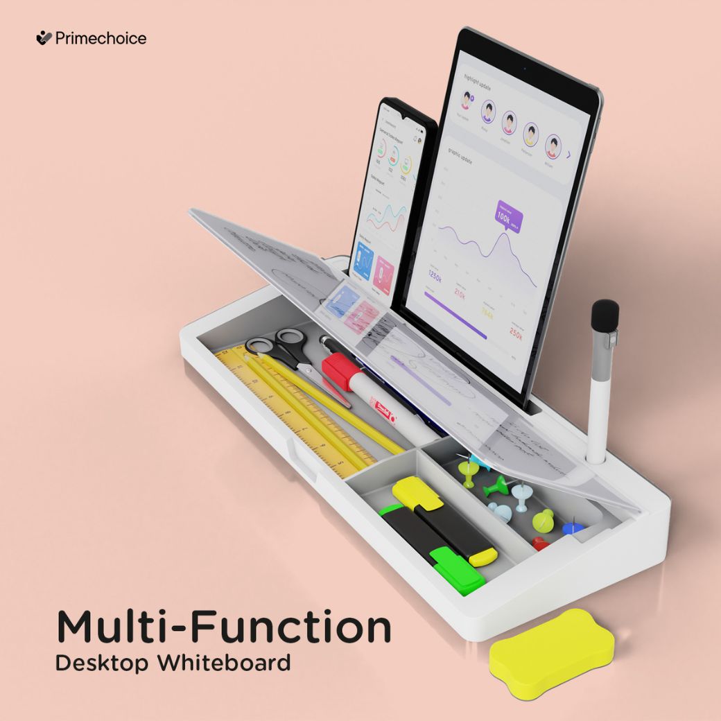 Premium Glass Whiteboard & Desk Organizer