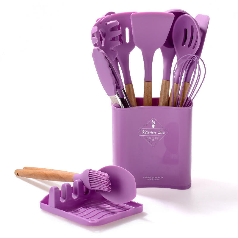 Kitchen Utensils 12 Pcs Set - Non-Stick Silicone Cooking Tools