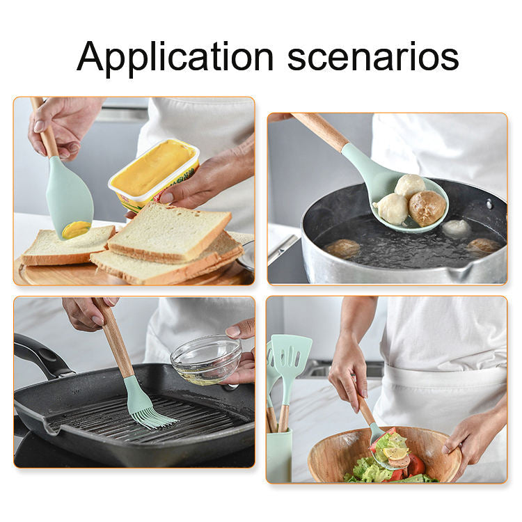 Kitchen Utensils 12 Pcs Set - Non-Stick Silicone Cooking Tools