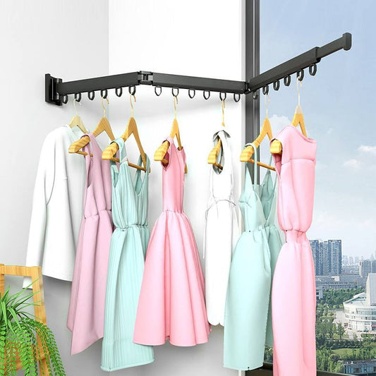 Wall-Mounted Clothes Drying Rack – Thickened Base, Space Saver for Balcony & Laundry