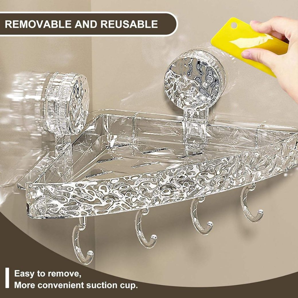 Triangle Suction Corner Rack – Punch-Free, Waterproof Bathroom Storage Solution