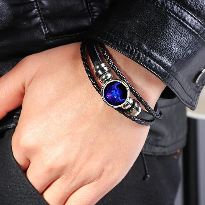 Zodiac Cosmic Leather Bracelet – Personalized for Every Star Sign