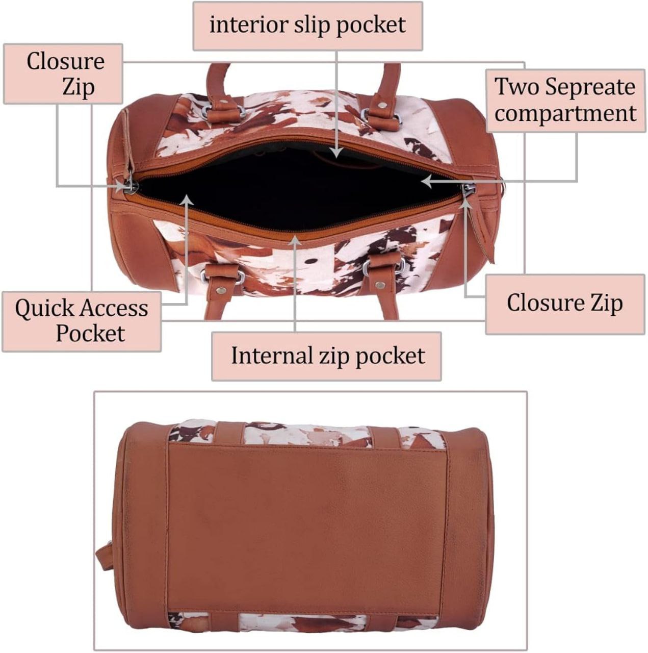 Women's Leather Round Duffel Bag