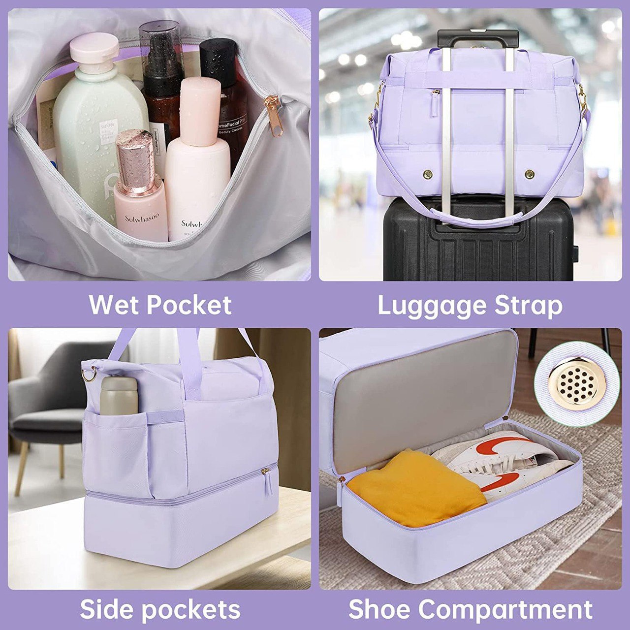 Smart Travel Bag | USB, Wet Pocket & Shoe Space