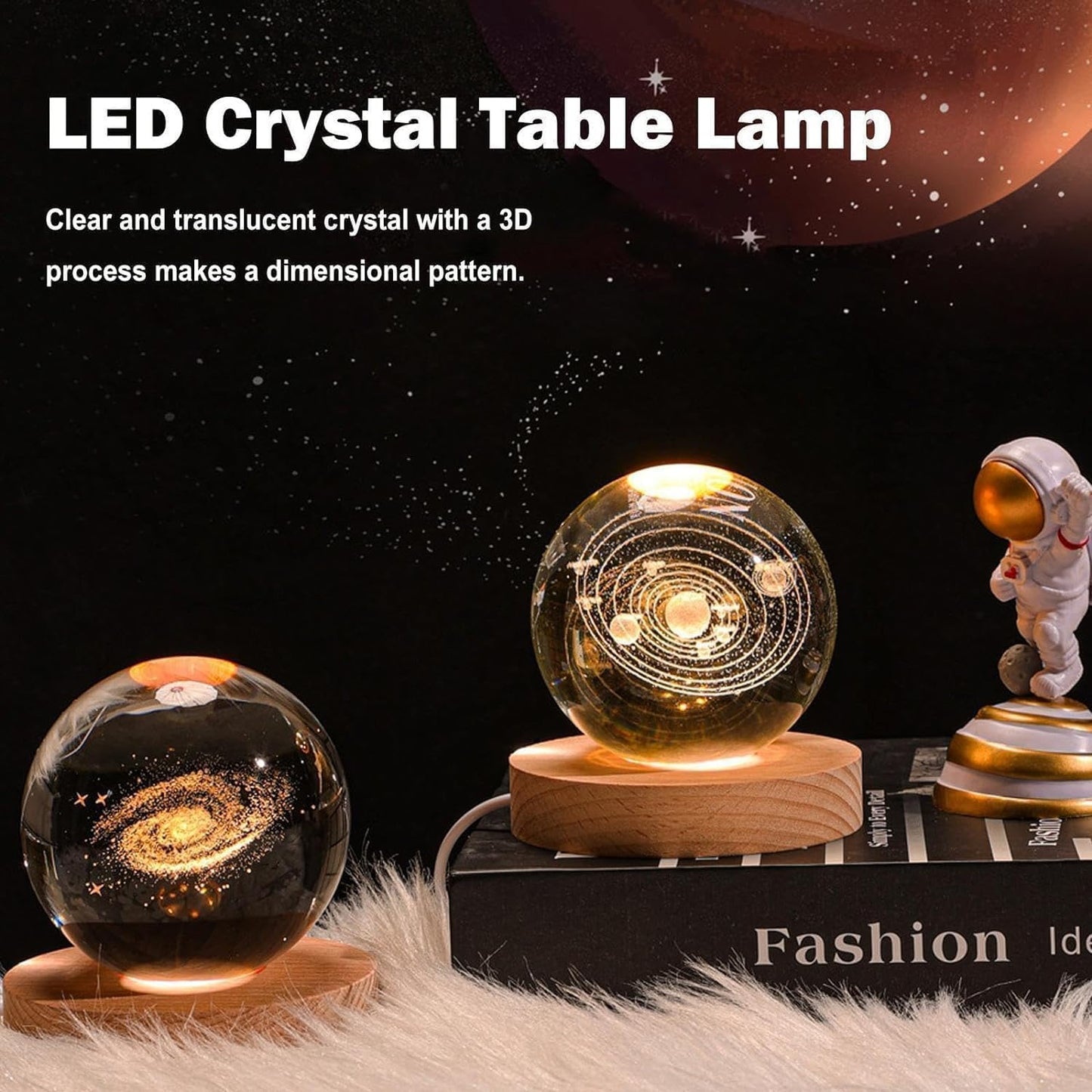 3D Crystal Ball Solar System Night Lamp | Cosmic Elegance for Your Room