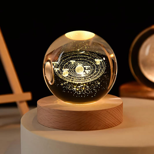 3D Crystal Ball Solar System Night Lamp | Cosmic Elegance for Your Room