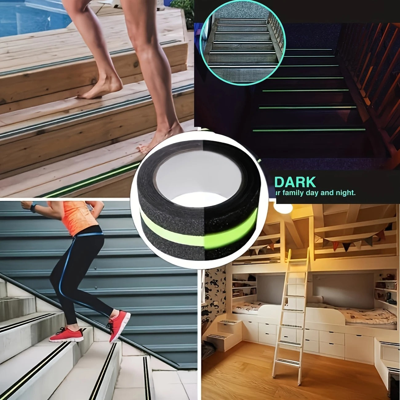 Anti-Slip Safety Grip Tape with High Visibility Glow , Ideal For Stairs & Floors-2 Inch x 5 Meters