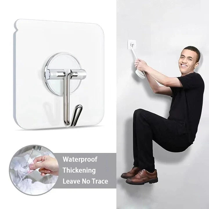 Super Strong Adhesive Wall Hooks – Waterproof 304 Stainless Steel Hooks (Pack of 6)